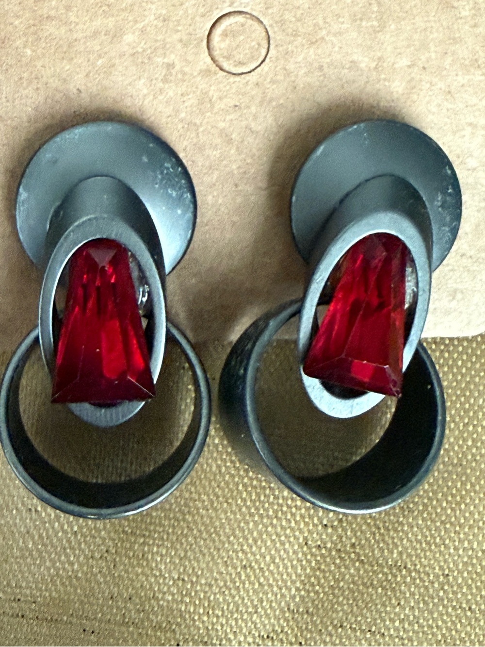 Red Stone Dangle Earrings